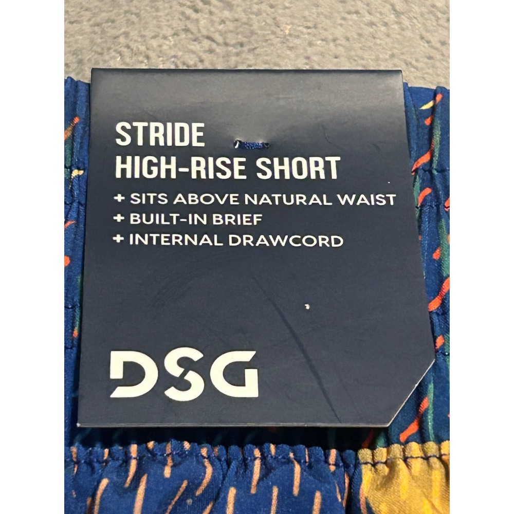 DSG Stride Womens High Rise Running Shorts Blue Geometric Print Size S 3in - Picture 3 of 7